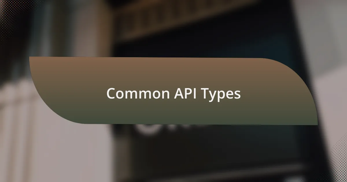 Common API Types