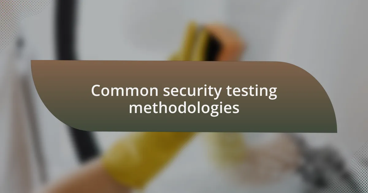 Common security testing methodologies