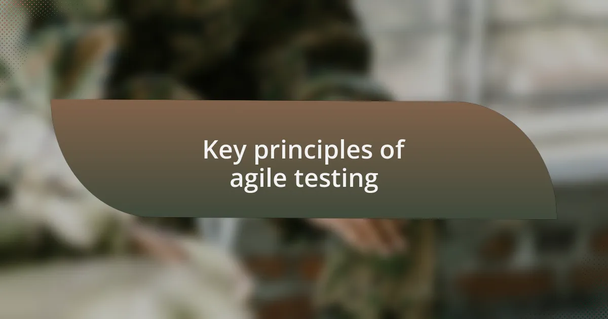Key principles of agile testing