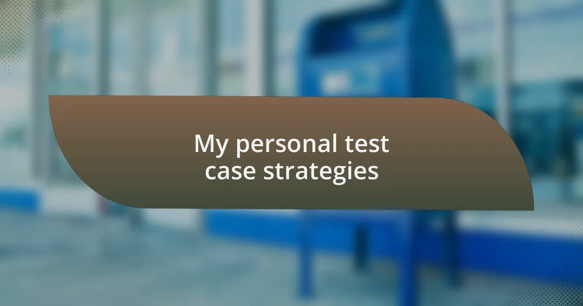 My personal test case strategies