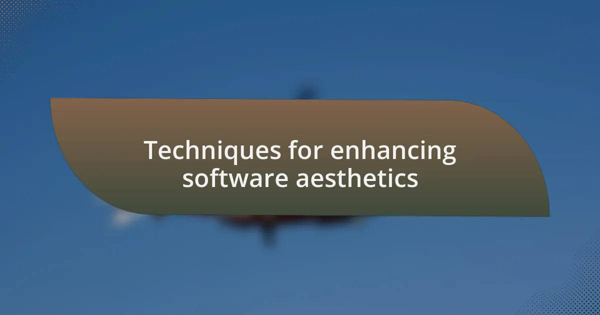 Techniques for enhancing software aesthetics