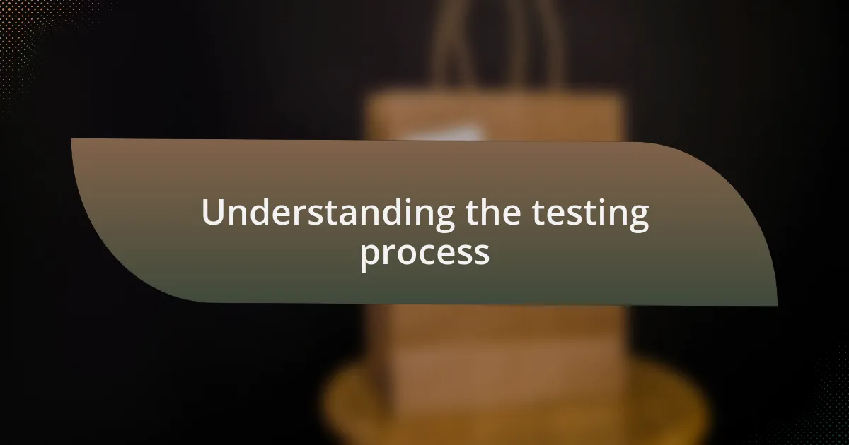 Understanding the testing process